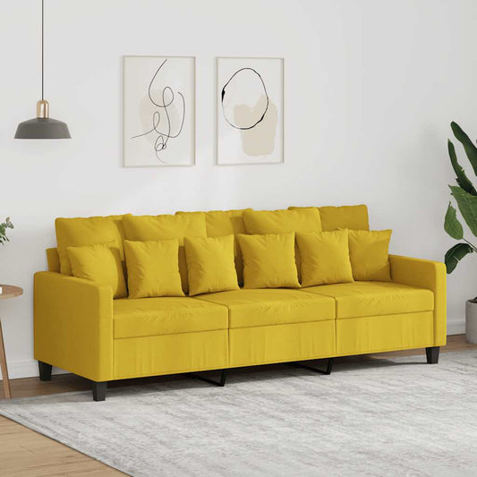 Divano a 3 Posti Giallo Chiaro 180 cm in Tessuto