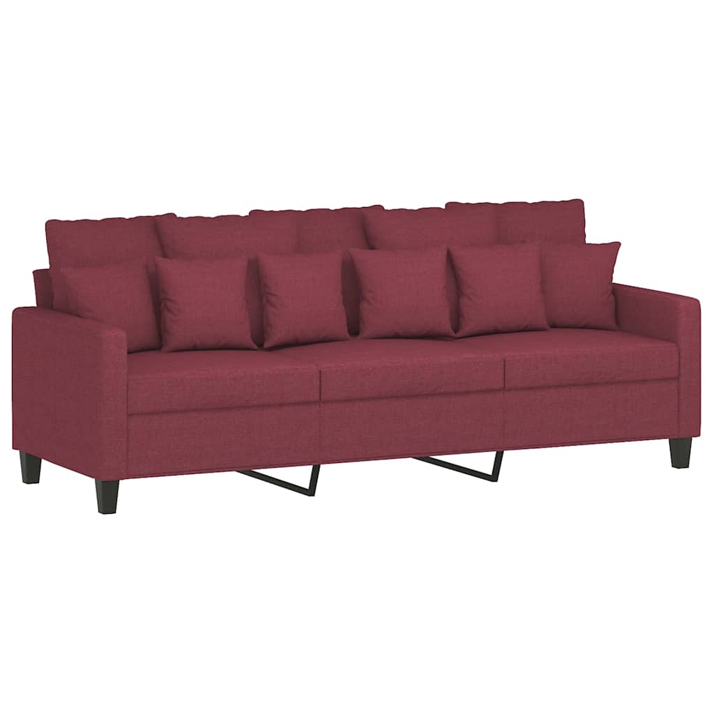 Divano a 3 Posti Rosso Vino 180 cm in Tessuto | homemem39