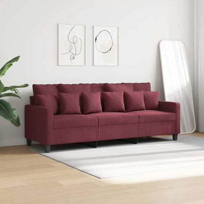 Divano a 3 Posti Rosso Vino 180 cm in Tessuto | homemem39