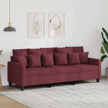 Divano a 3 Posti Rosso Vino 180 cm in Tessuto | homemem39