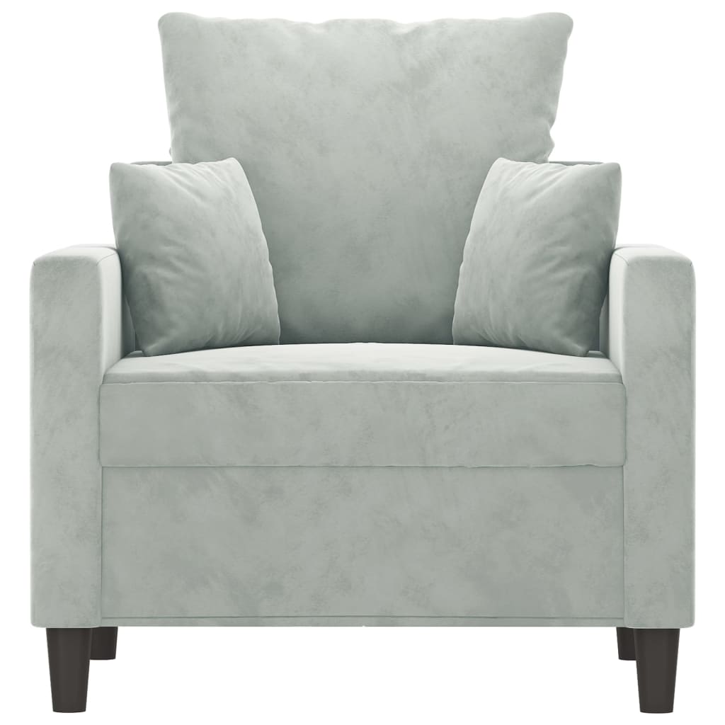 Poltrona Grigio Chiaro 60 cm Velluto | homemem39