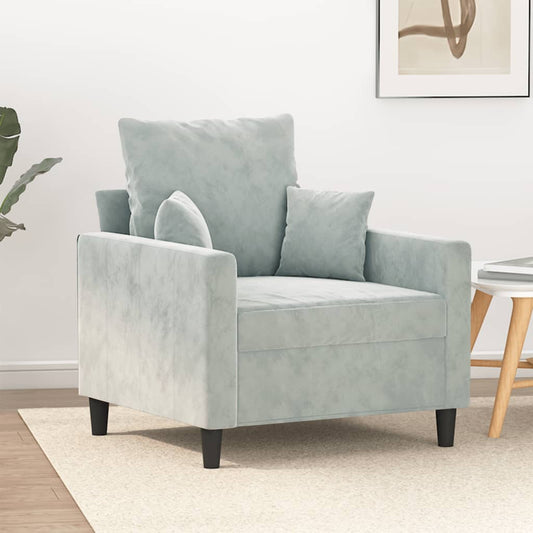 Poltrona Grigio Chiaro 60 cm Velluto | homemem39