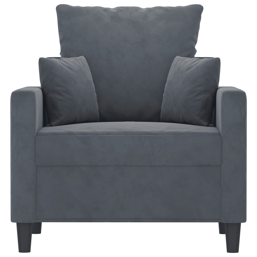 Poltrona Grigio Scuro 60 cm Velluto | homemem39