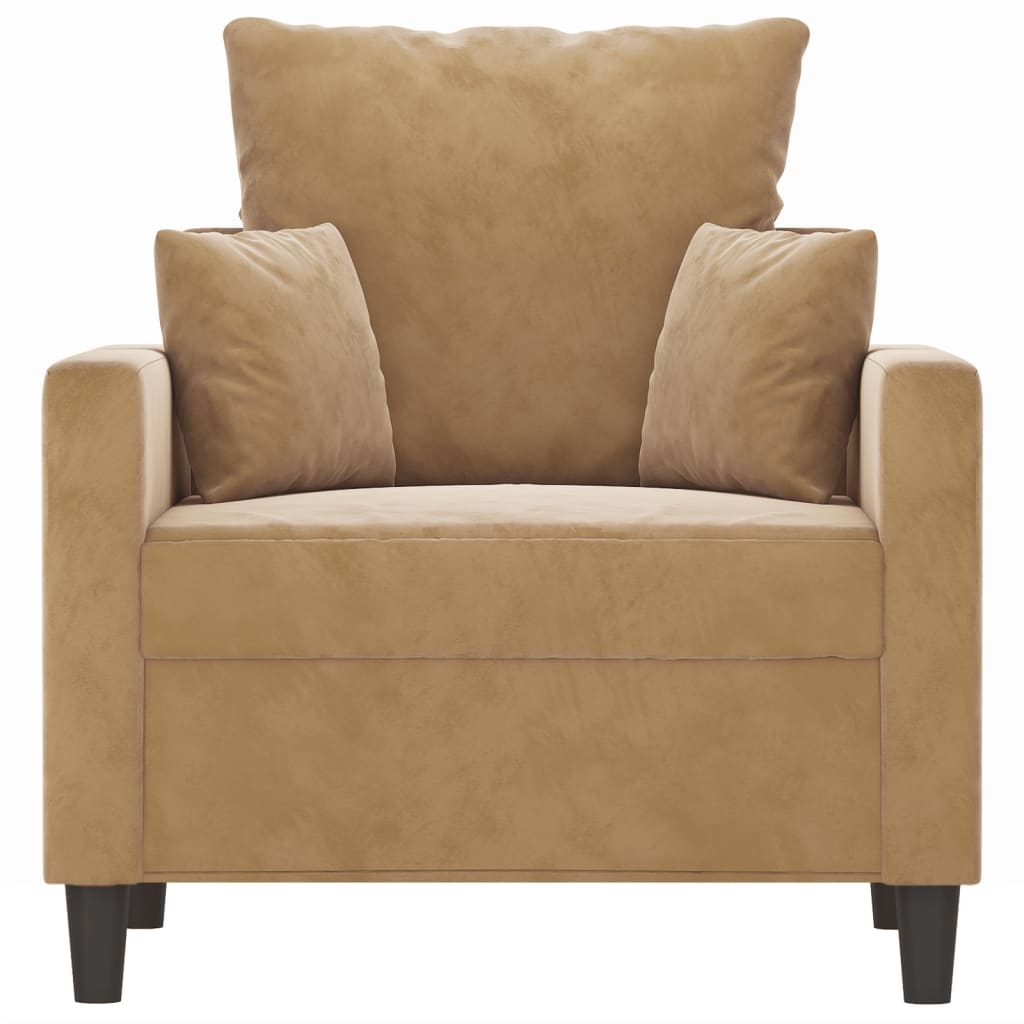 Poltrona Marrone 60 cm Velluto - homemem39