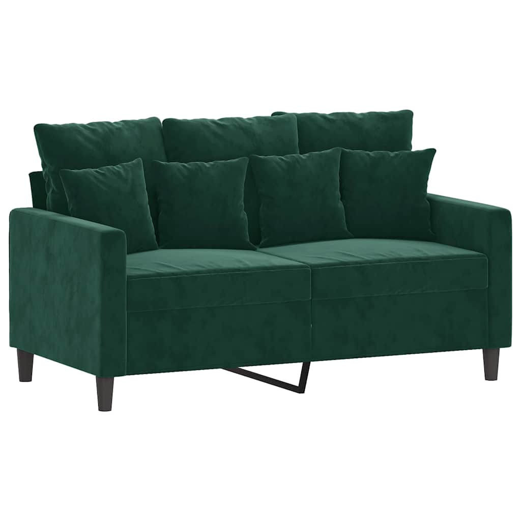 Divano a 2 Posti Verde Scuro 120 cm in Velluto | homemem39