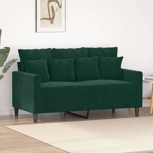 Divano a 2 Posti Verde Scuro 120 cm in Velluto | homemem39