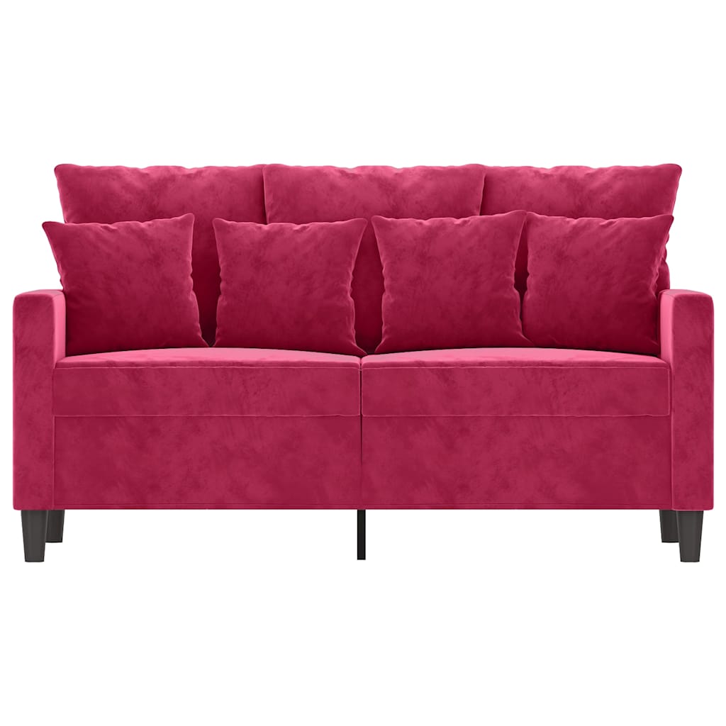 Divano a 2 Posti Rosso Vino 120 cm in Velluto | homemem39