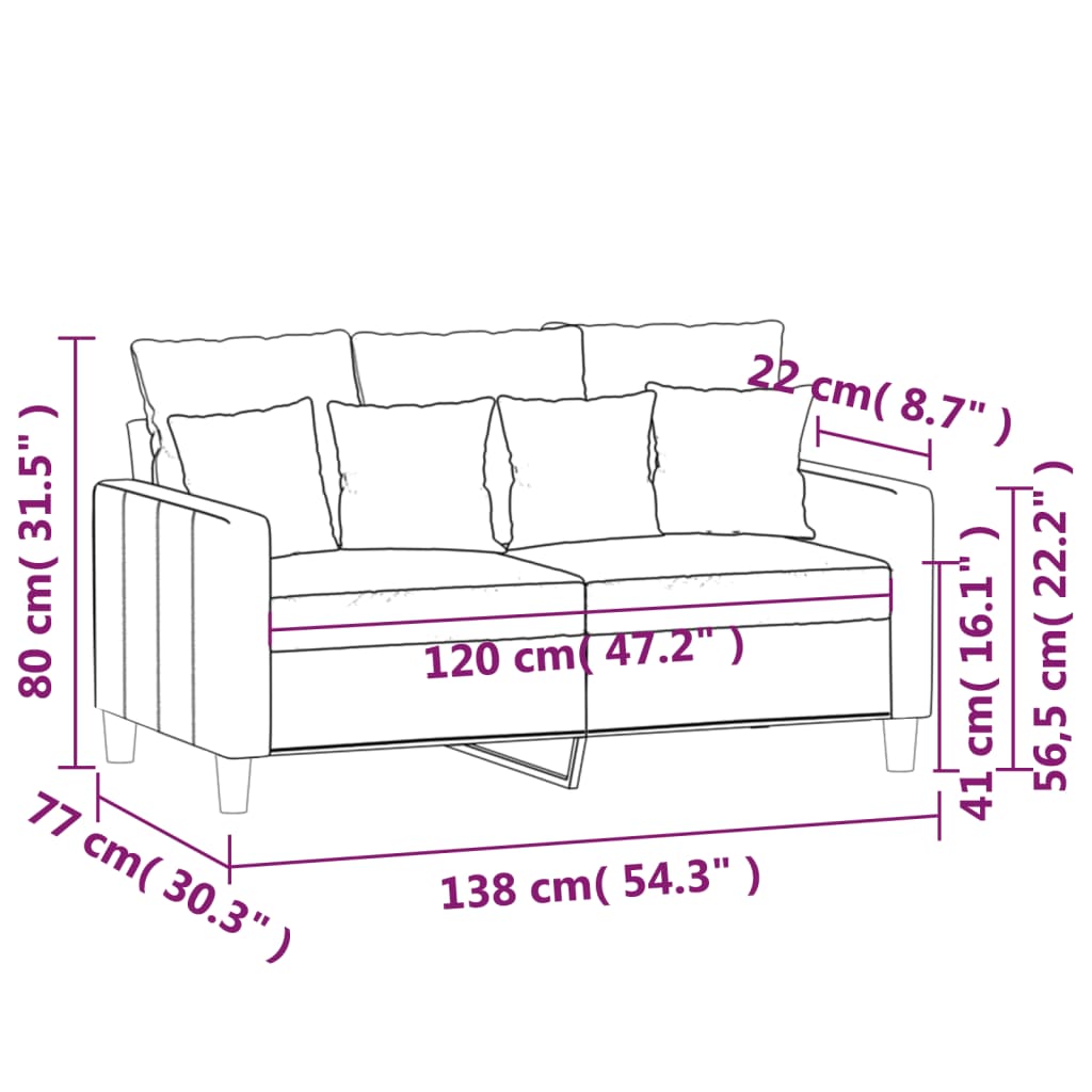 Divano a 2 Posti marrone 120 cm in Velluto - homemem39