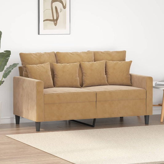Divano a 2 Posti marrone 120 cm in Velluto - homemem39