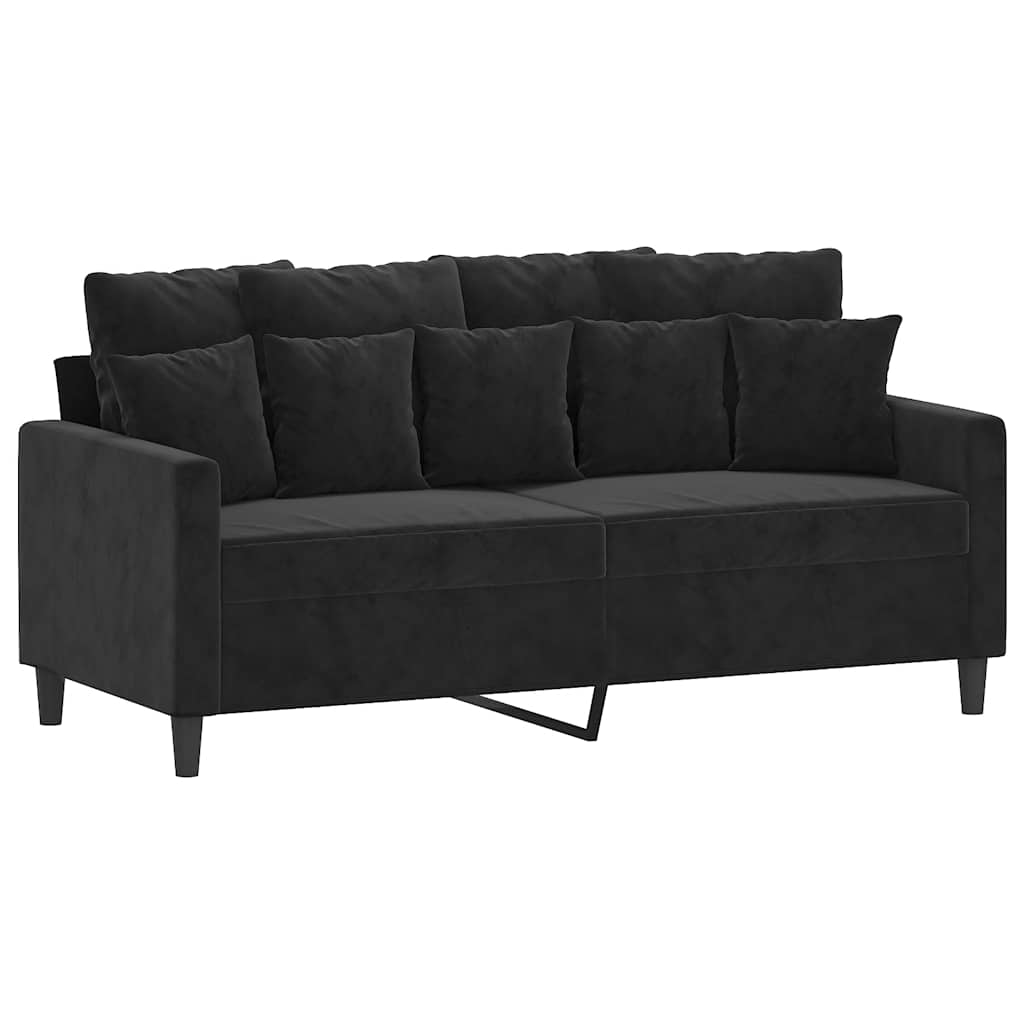 Divano a 2 Posti Nero 140 cm in Velluto | homemem39