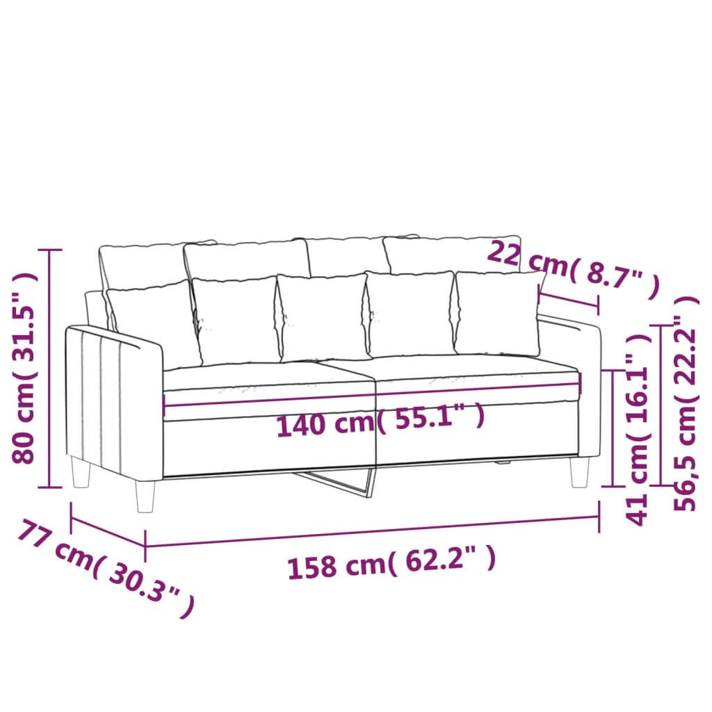 Divano a 2 Posti Marrone 140 cm in Velluto - homemem39