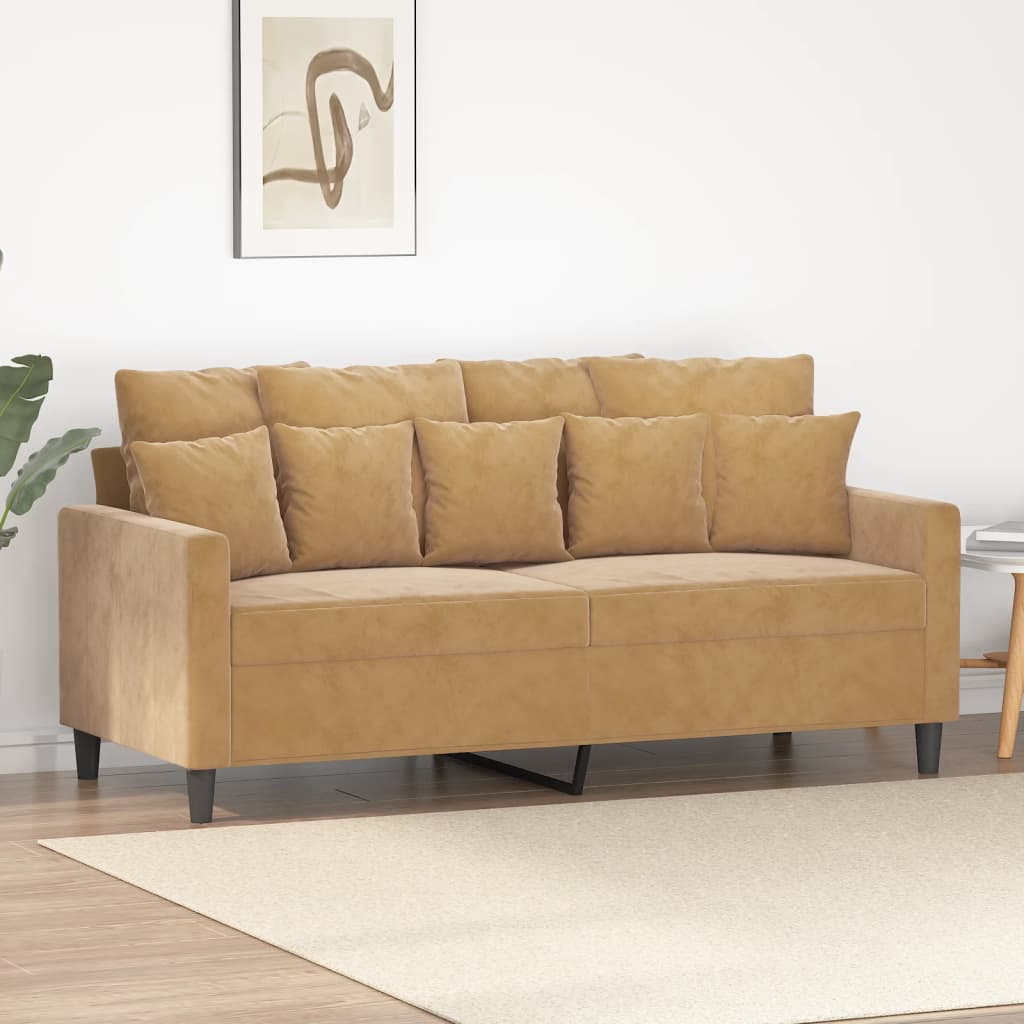 Divano a 2 Posti Marrone 140 cm in Velluto - homemem39