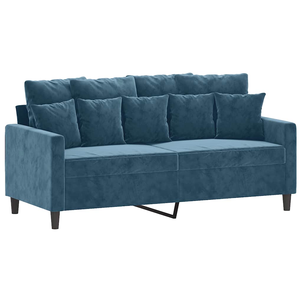 Divano a 2 Posti Blu 140 cm in Velluto | homemem39