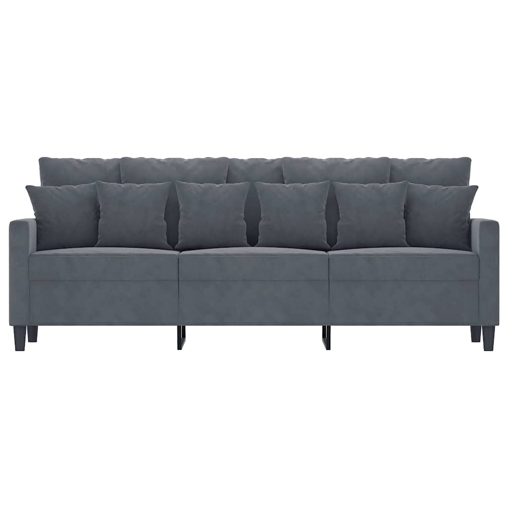 Divano a 3 Posti Grigio Scuro 180 cm in Velluto