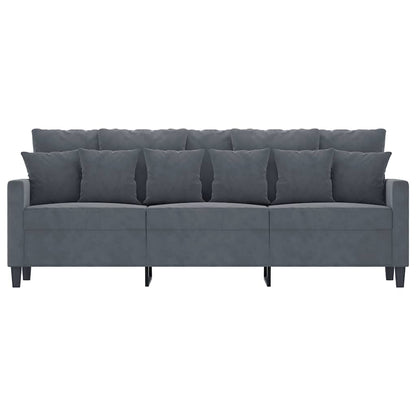 Divano a 3 Posti Grigio Scuro 180 cm in Velluto