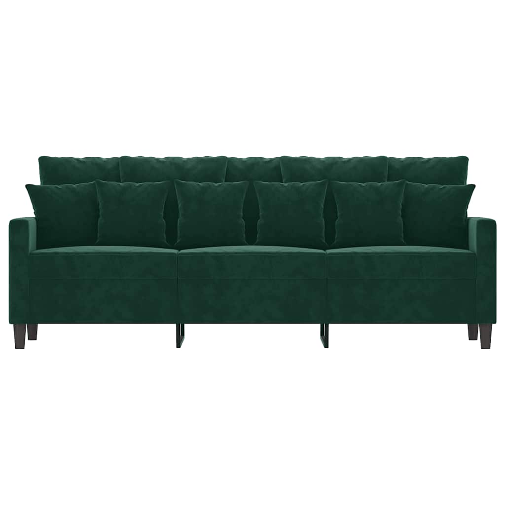 Divano a 3 Posti Verde Scuro 180 cm in Velluto