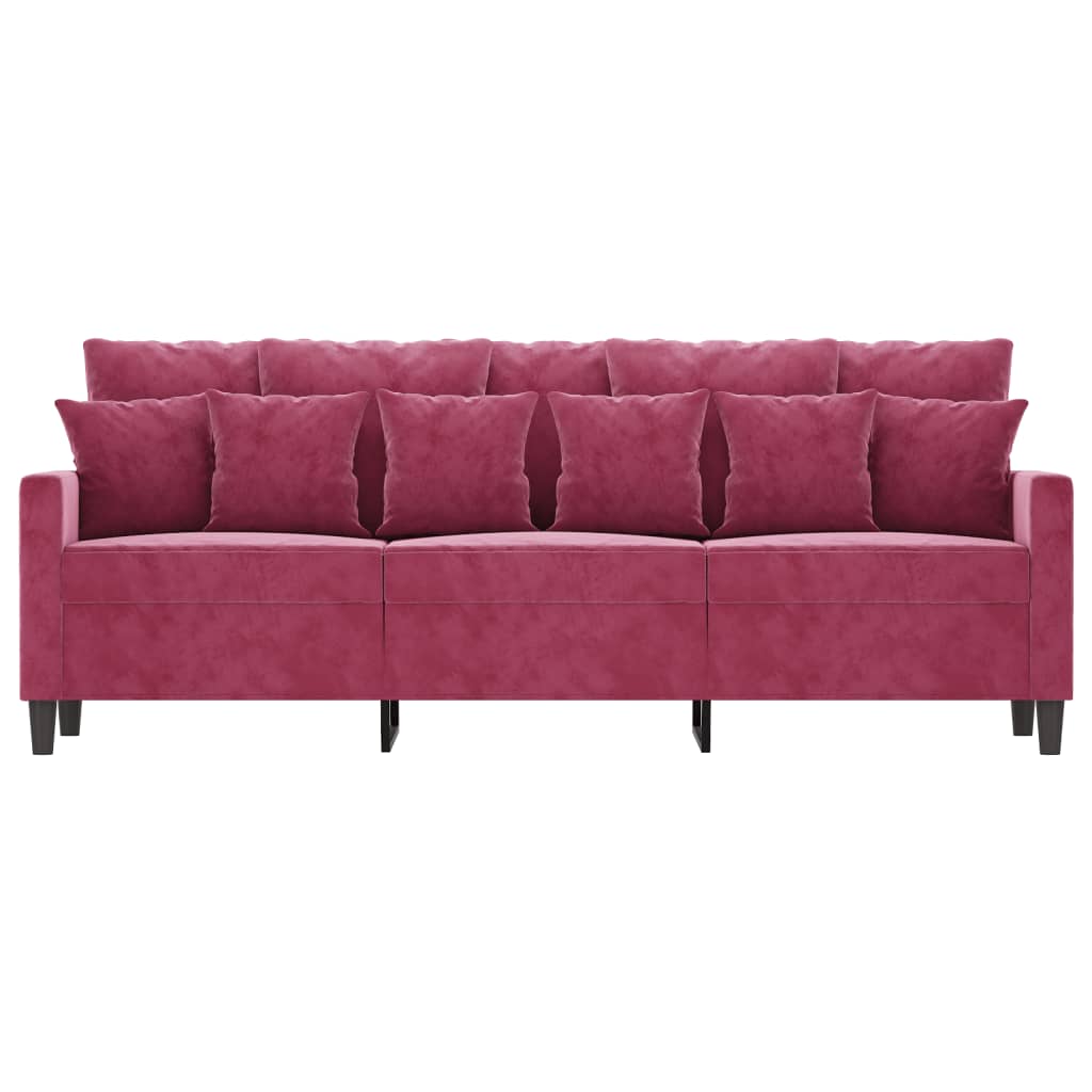 Divano a 3 Posti Rosso Vino 180 cm in Velluto - homemem39
