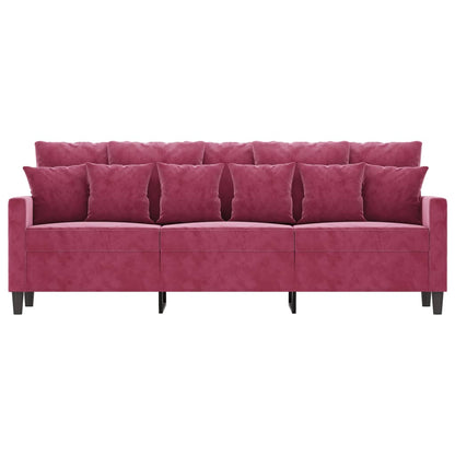Divano a 3 Posti Rosso Vino 180 cm in Velluto - homemem39