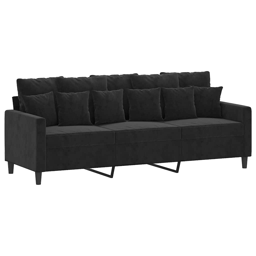Divano a 3 Posti Nero 180 cm in Velluto | homemem39