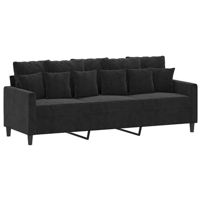 Divano a 3 Posti Nero 180 cm in Velluto | homemem39