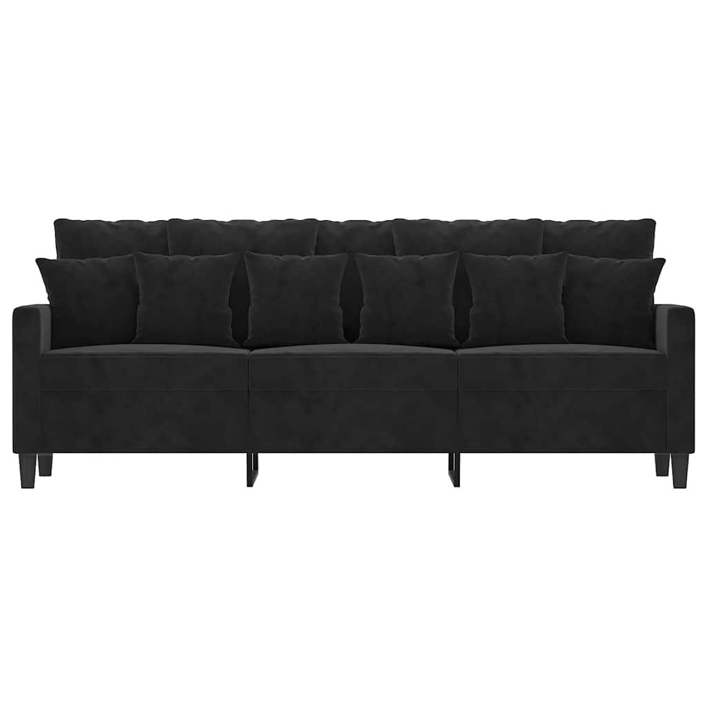 Divano a 3 Posti Nero 180 cm in Velluto | homemem39