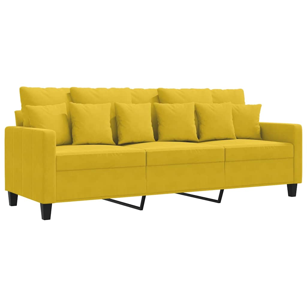 Divano a 3 Posti Giallo 180 cm in Velluto | homemem39
