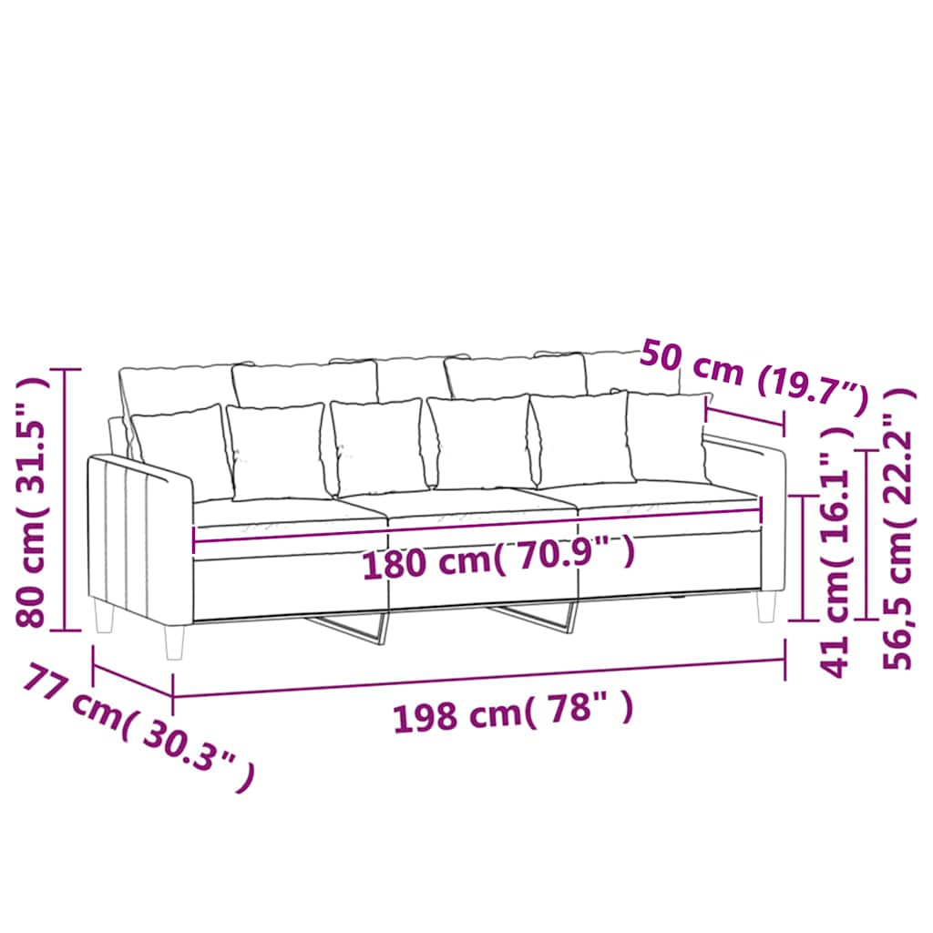 Divano a 3 Posti Marrone 180 cm in Velluto | homemem39