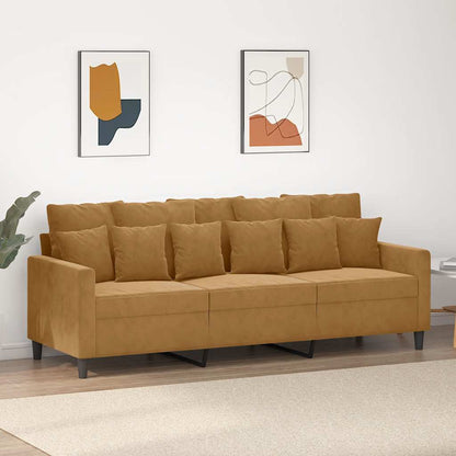 Divano a 3 Posti Marrone 180 cm in Velluto | homemem39