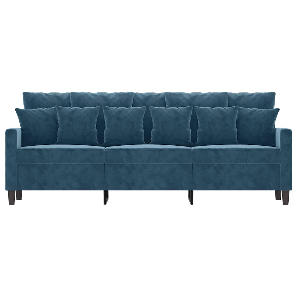 Divano a 3 Posti Blu 180 cm in Velluto | homemem39