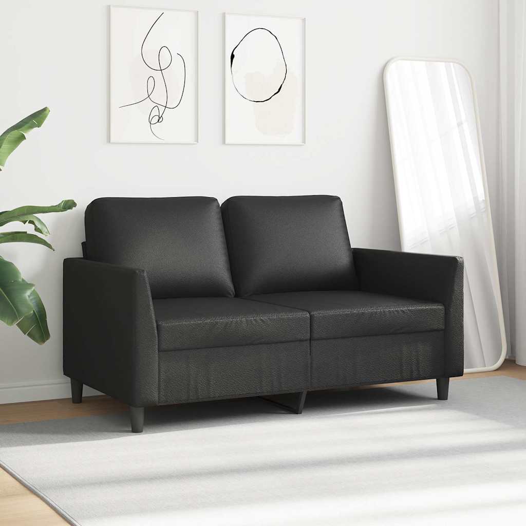 Divano a 2 Posti Nero 120 cm in Similpelle | homemem39