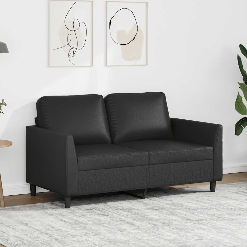 Divano a 2 Posti Nero 120 cm in Similpelle | homemem39