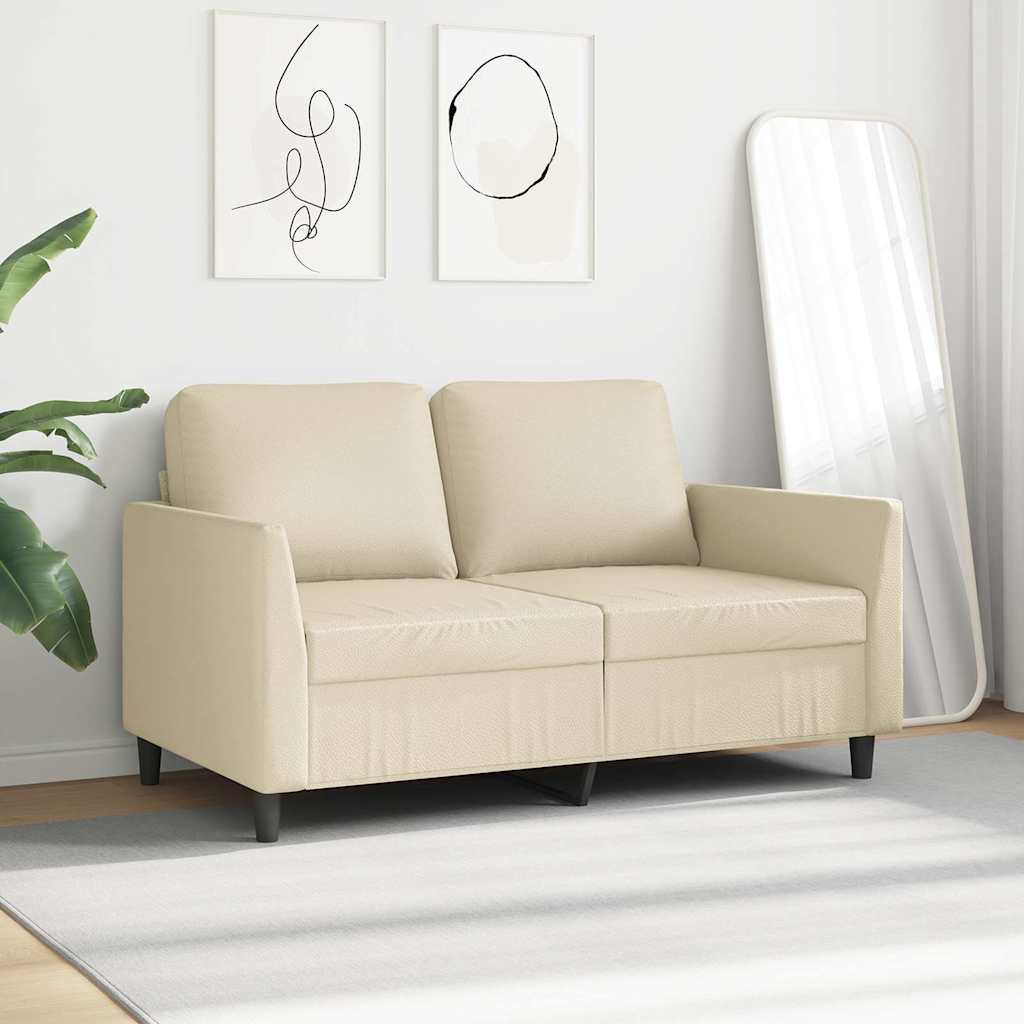 Divano a 2 Posti Crema 120 cm in Similpelle | homemem39