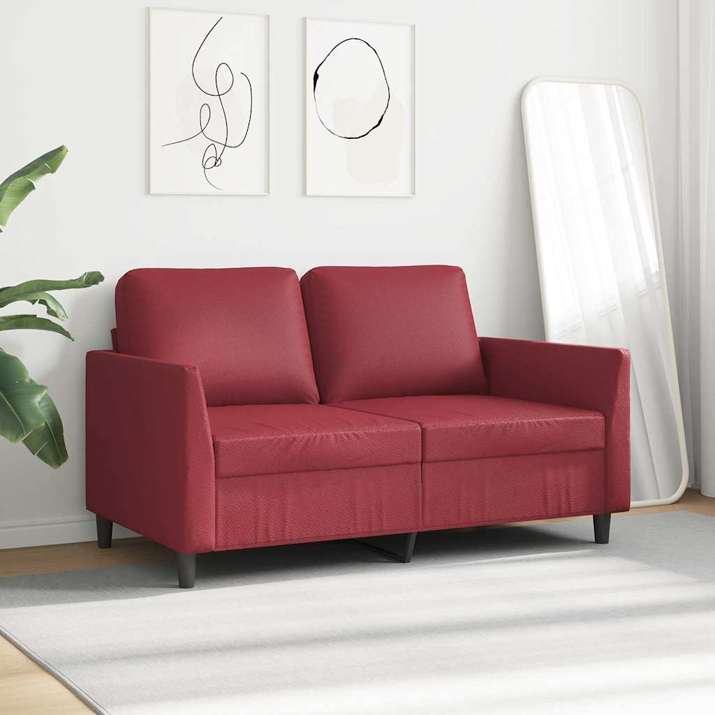 Divano a 2 Posti Rosso Vino 120 cm in Similpelle | homemem39
