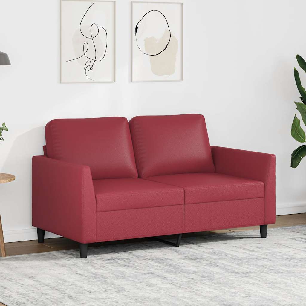 Divano a 2 Posti Rosso Vino 120 cm in Similpelle | homemem39