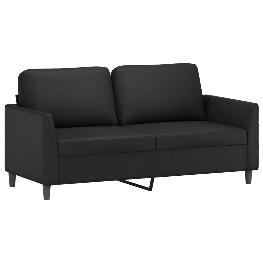 Divano a 2 Posti Nero 140 cm in Similpelle - homemem39