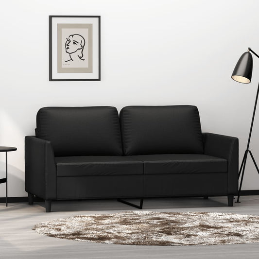 Divano a 2 Posti Nero 140 cm in Similpelle - homemem39