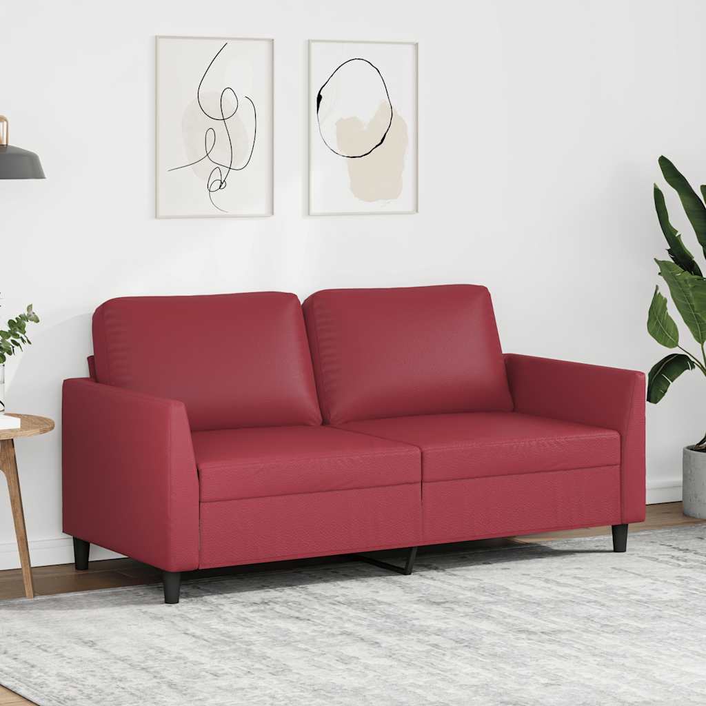 Divano a 2 Posti Rosso Vino 140 cm in Similpelle | homemem39