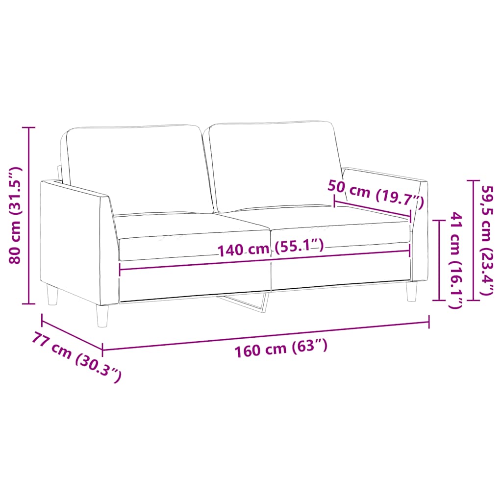 Divano a 2 Posti Cappuccino 140 cm in Similpelle | homemem39