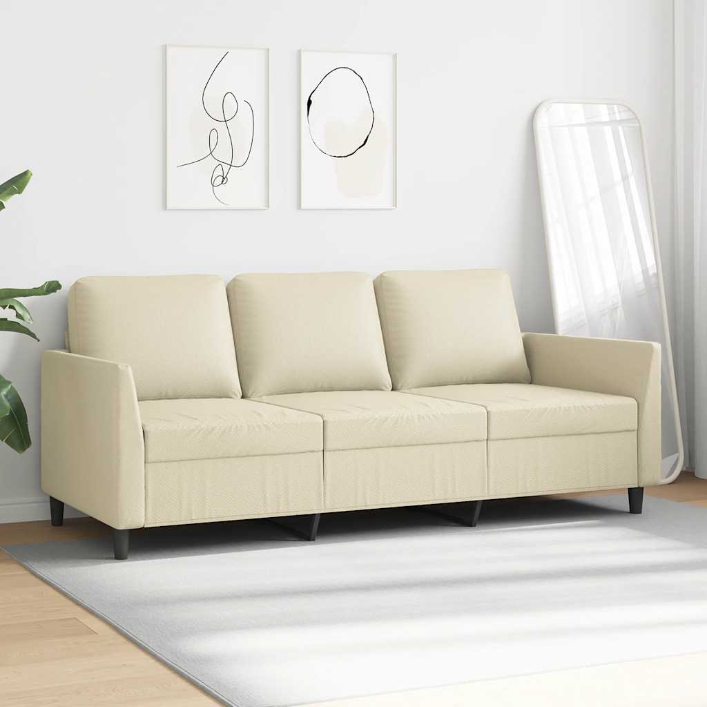 Divano a 3 Posti Crema 180 cm in Similpelle | homemem39