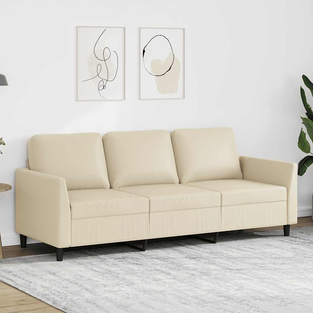 Divano a 3 Posti Crema 180 cm in Similpelle | homemem39