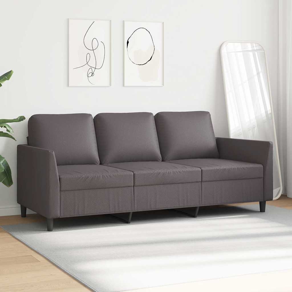 Divano a 3 Posti Grigio 180 cm in Similpelle | homemem39