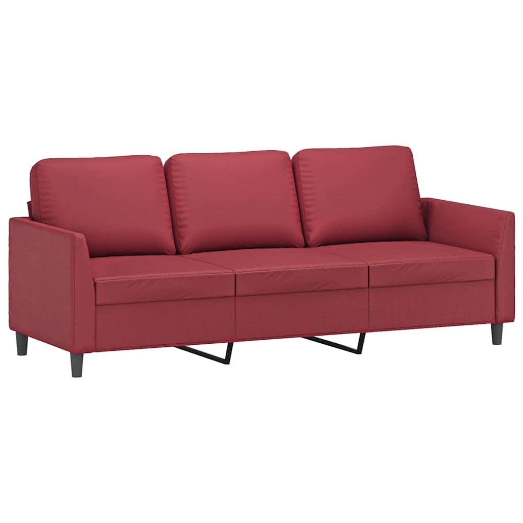 Divano a 3 Posti Rosso Vino 180 cm in Similpelle | homemem39
