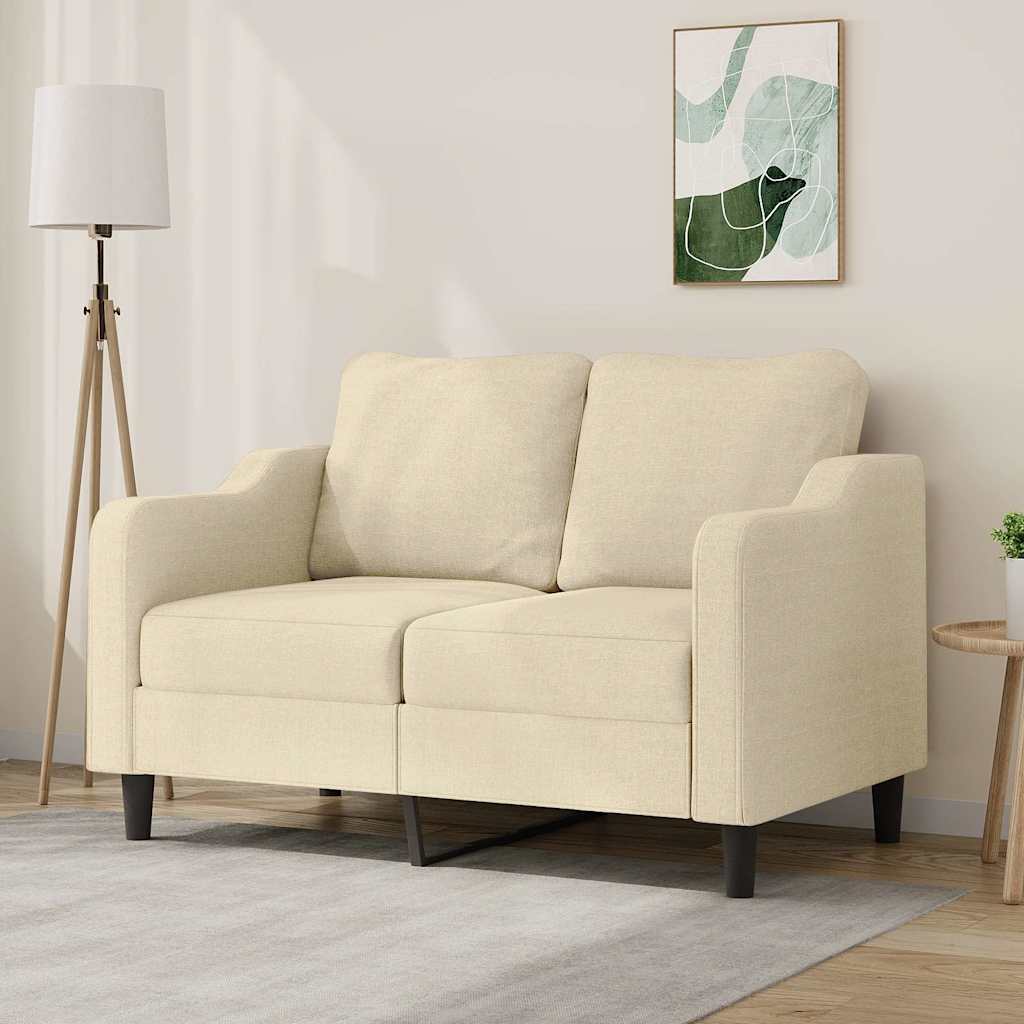 Divano a 2 Posti Crema 120 cm in Tessuto | homemem39