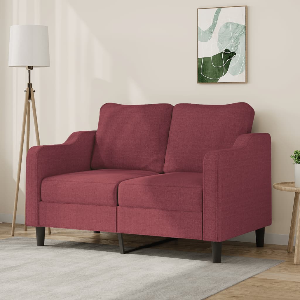 Divano a 2 Posti Rosso Vino 120 cm in Tessuto - homemem39