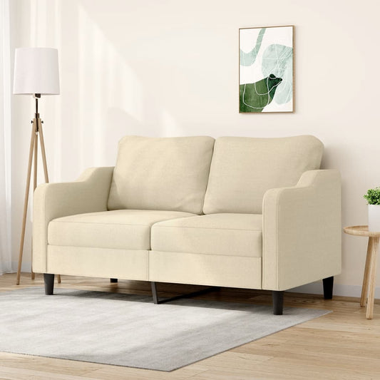 Divano a 2 Posti Crema 140 cm in Tessuto - homemem39