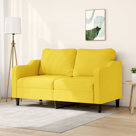 Divano a 2 Posti Giallo Chiaro 140 cm in Tessuto - homemem39