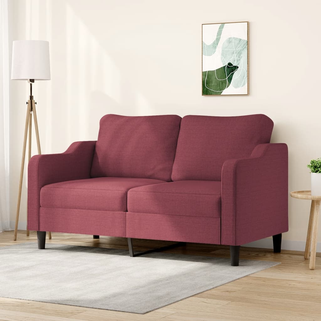 Divano a 2 Posti Rosso Vino 140 cm in Tessuto | homemem39