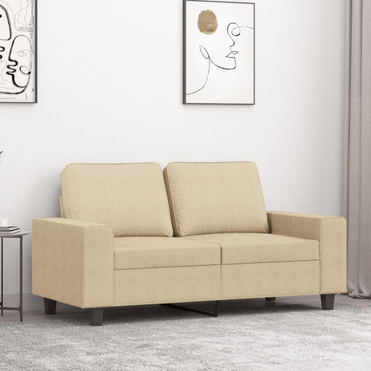 Divano a 2 Posti Crema 120 cm in Tessuto - homemem39
