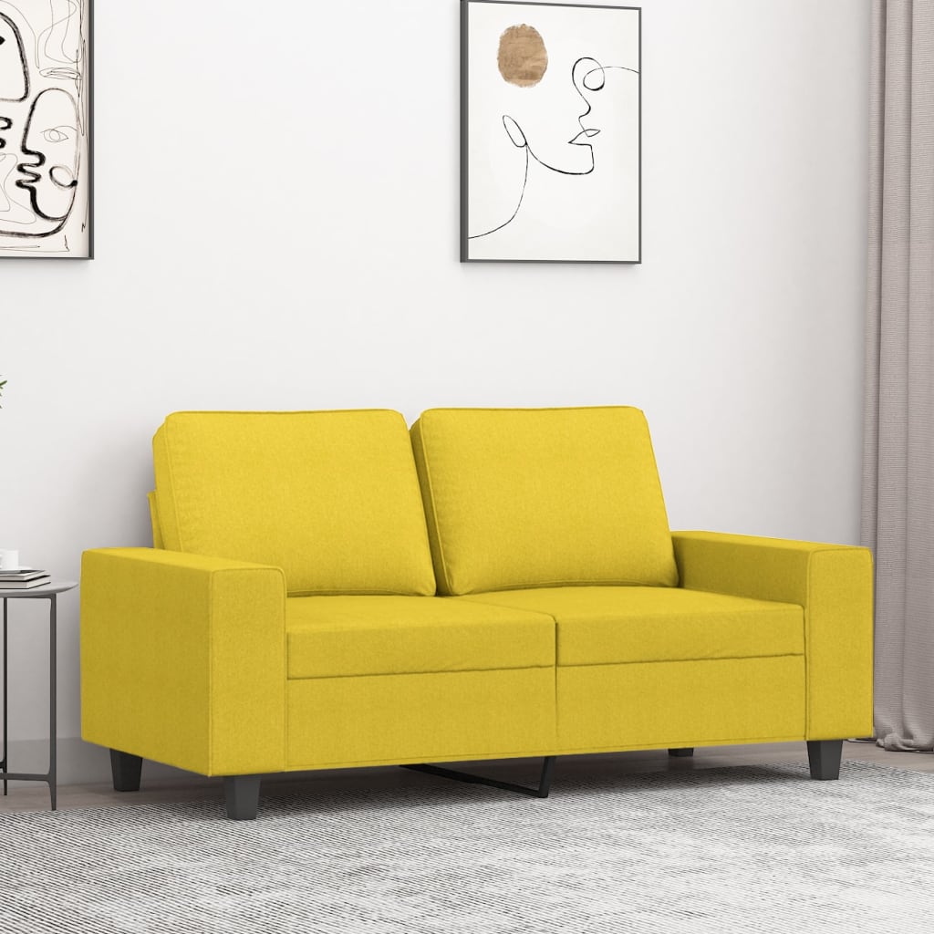 Divano a 2 Posti Giallo Chiaro 120 cm in Tessuto | homemem39