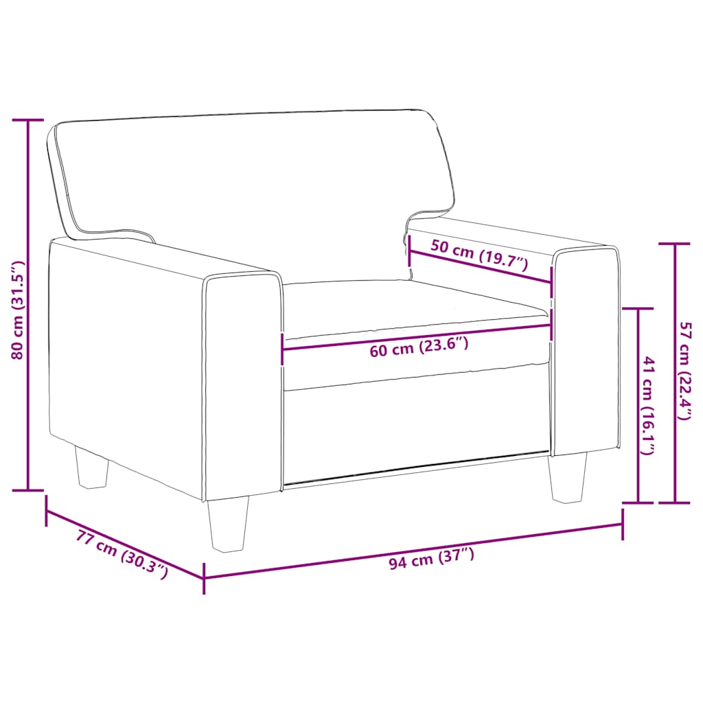 Cappuccino-Sessel 60 cm aus Kunstleder